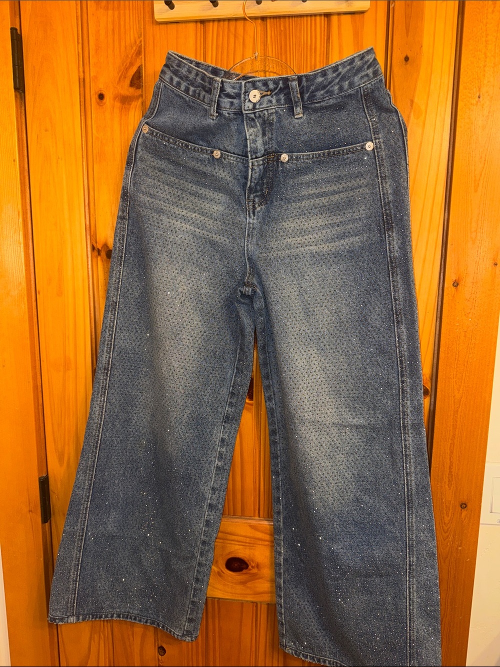Wide Leg Women's Jeans in Dark Blue Denim